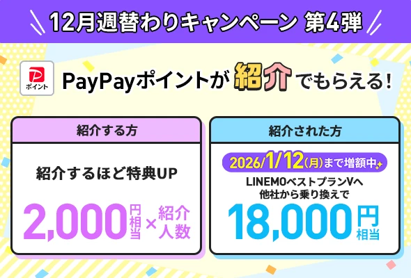 6回線紹介で最大12,000円相当のPayPayポイント