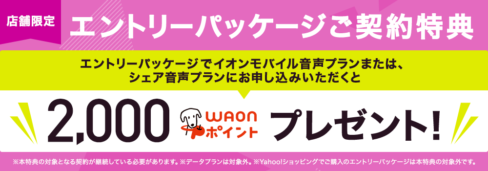 イオンモバイルの店舗で申し込みに使えるエントリーパッケージは