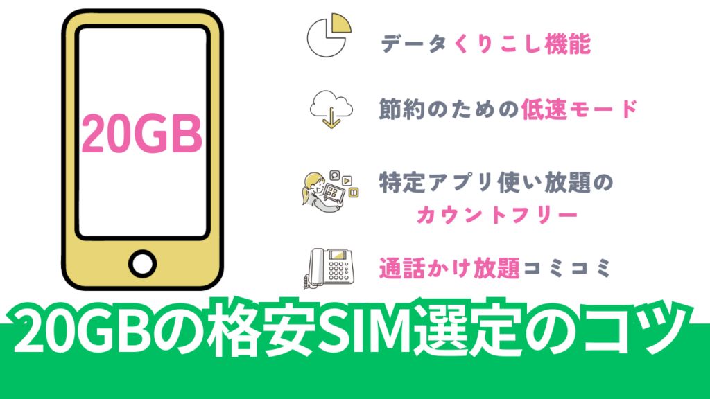 20GBプランの格安SIM選びで重要なポイント