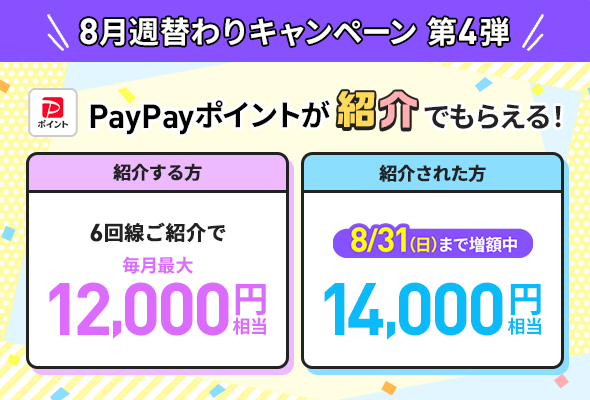 6回線紹介で最大12,000円相当のPayPayポイント