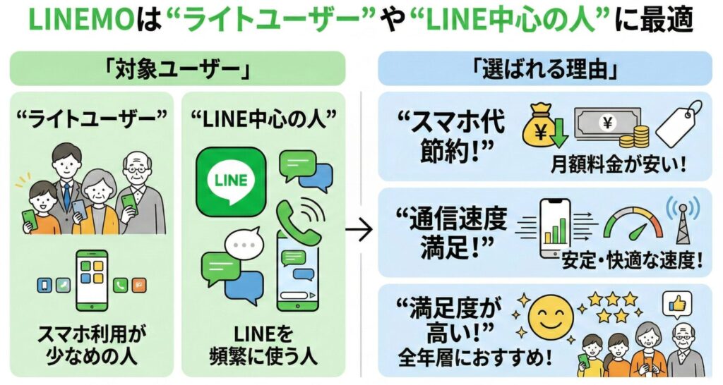LINEMOは“ライトユーザー”や“LINE中心の人”に最適