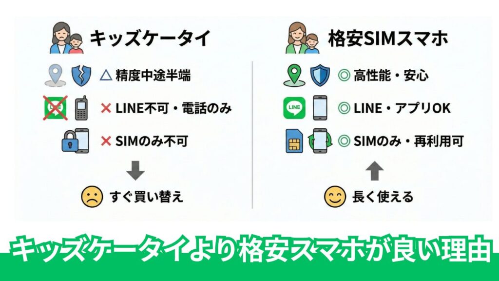 キッズケータイより、格安スマホが良い理由