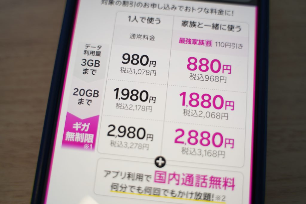 楽天モバイルのデータ利用量に応じて料金が変わり無制限まで使えるプラン
