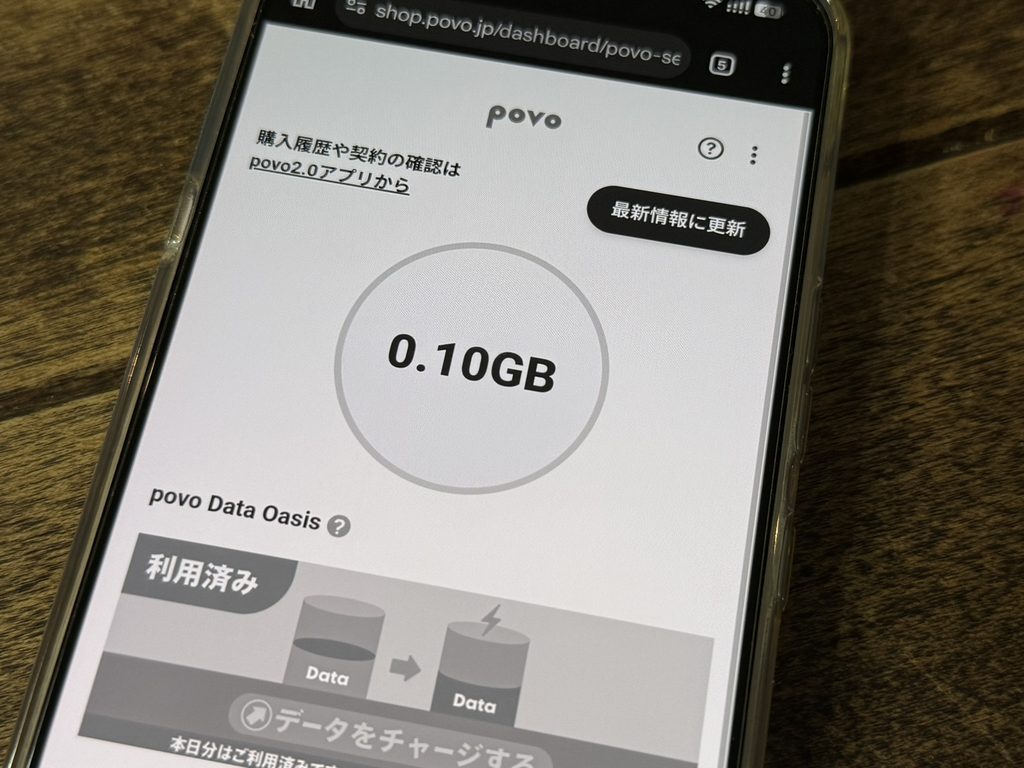 povo Data Oasisならローソンや対象駅で毎月最大1GBを無料チャージできる