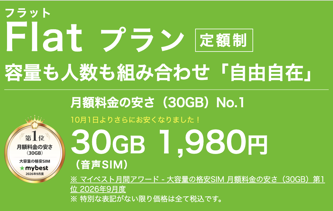 BB.exciteモバイルFlatプランは30GB月額1980円で容量の繰り越しと複数SIMに対応